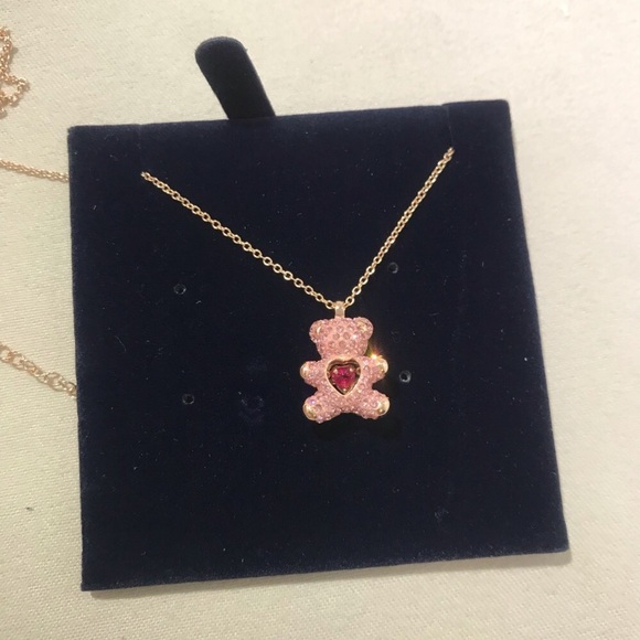 Swarovski Jewelry - Swarovski pink bear necklace